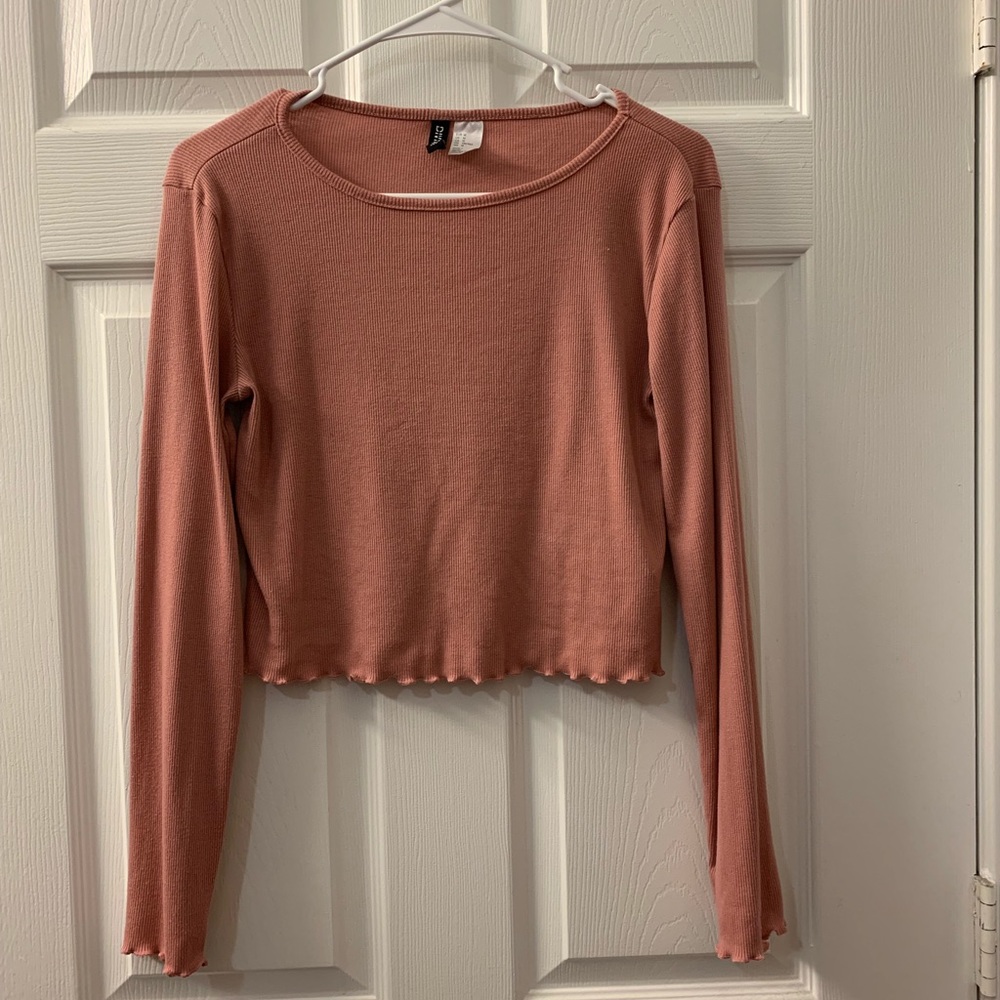 Blush long sleeve crop top